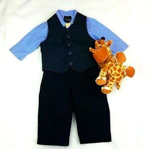 Matching Boy Suit Set 4pcs blue & light blue shirt